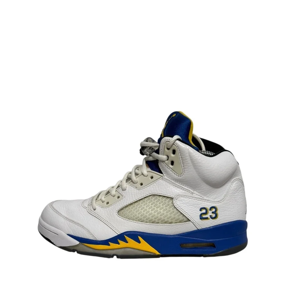 Air Jordan 5 Retro Laney JSP White Varsity Royal Maize CD2720-100 Mens‎ High Top